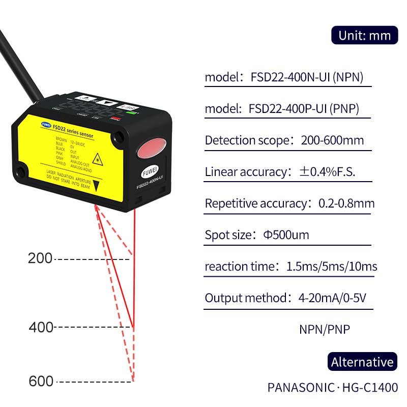 Penderia Anjakan Laser FSD22-400N-UI